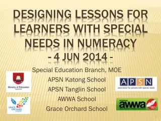 Designing Lessons for Learners with Special Needs in Numeracy - 4 Jun 2014 -