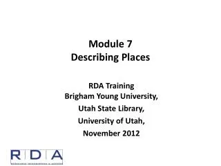 Module 7 Describing Places