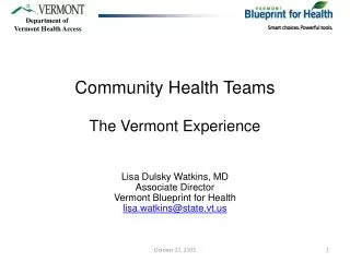 Community Health Teams The Vermont Experience
