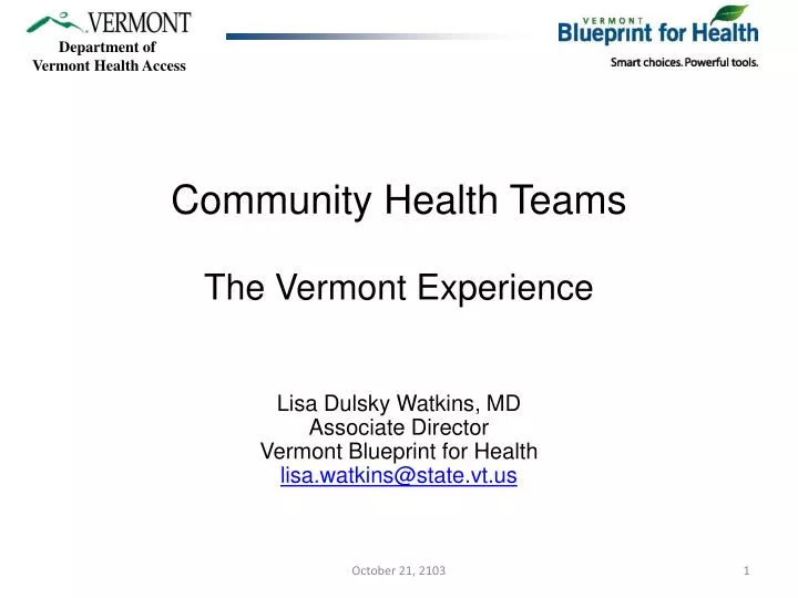 community health teams the vermont experience