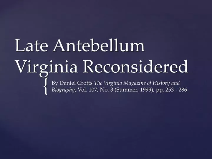 late antebellum virginia reconsidered
