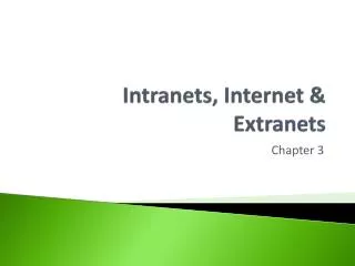 Intranets, Internet &amp; Extranets