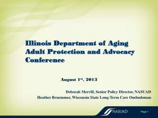 Illinois Department of Aging Adult Protection and Advocacy Conference
