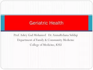 Geriatric Health