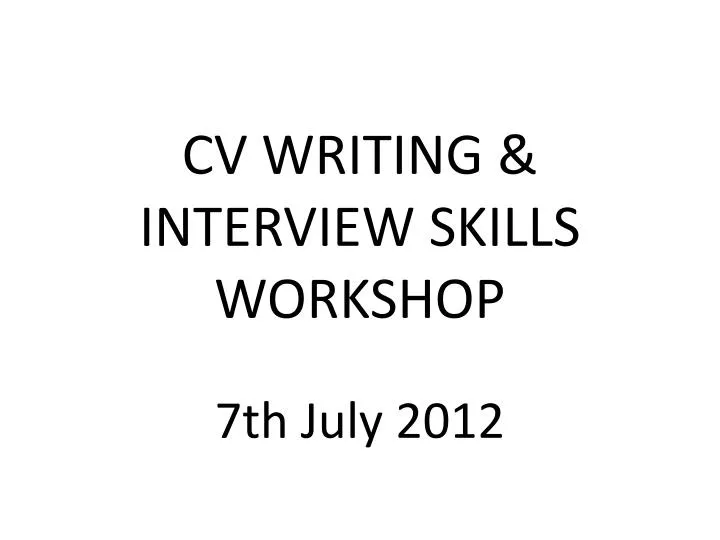 cv writing interview skills workshop