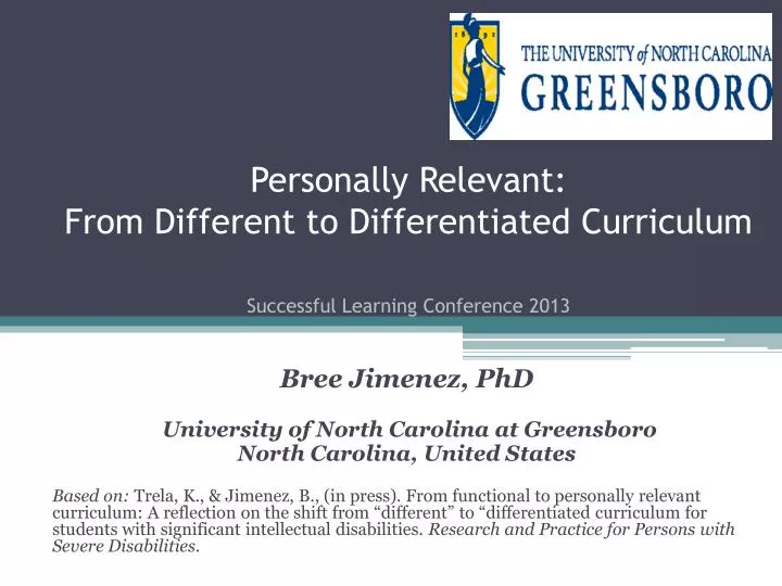 personally relevant from different to differentiated curriculum successful learning conference 2013