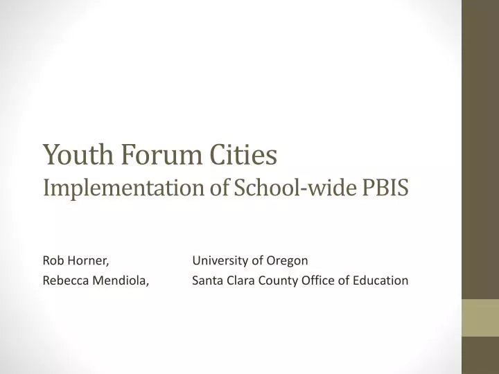 youth forum cities implementation of school wide pbis
