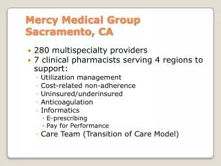 Mercy Medical Group Sacramento, CA