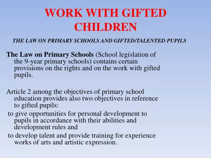 work with gifted children