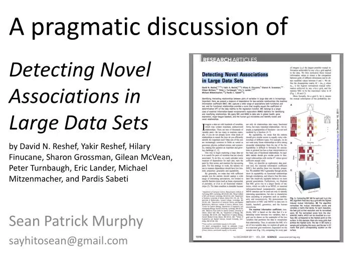 detecting novel associations in large data sets