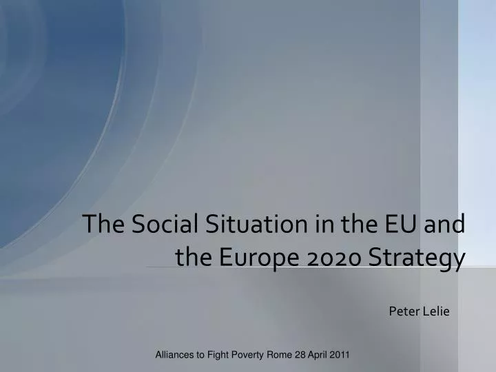 the social situation in the eu and the europe 2020 strategy