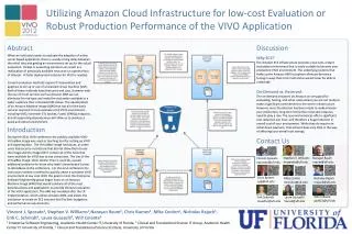 Utilizing Amazon Cloud Infrastructure for low-cost Evaluation or Robust Production Performance of the VIVO Application