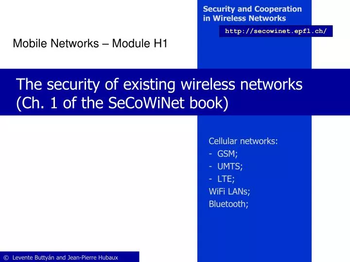 the security of existing wireless networks ch 1 of the secowinet book