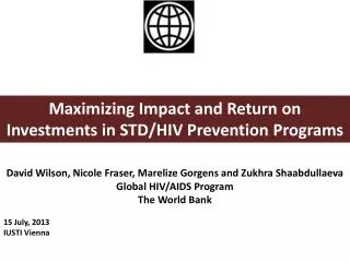 Maximizing Impact and Return on Investments in STD/HIV Prevention Programs
