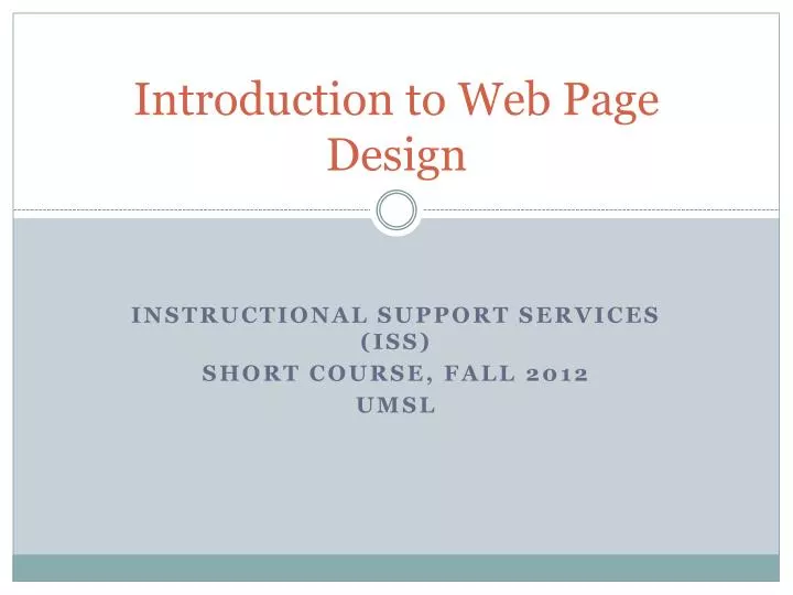 introduction to web page design