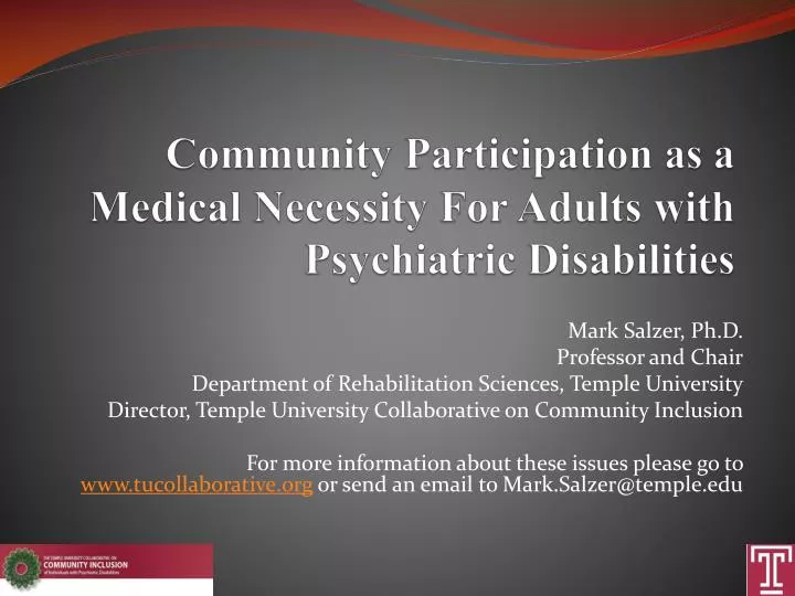 community participation as a medical necessity for adults with psychiatric disabilities
