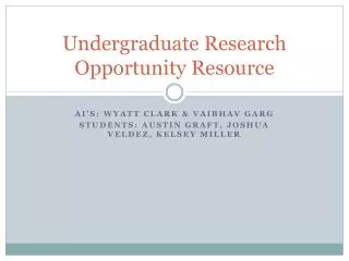 Undergraduate Research Opportunity Resource