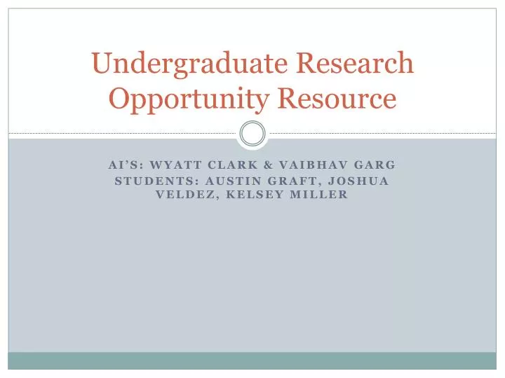 undergraduate research opportunity resource