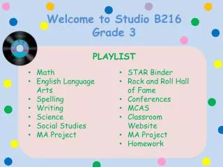 Welcome to Studio B216 Grade 3