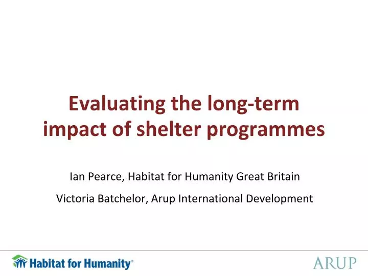 evaluating the long term impact of shelter programmes