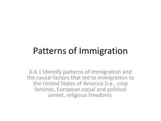 Patterns of Immigration