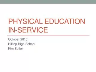 Physical Education In-Service
