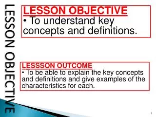 LESSON OBJECTIVE