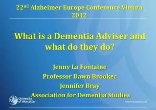 22 nd Alzheimer Europe Conference Vienna 2012