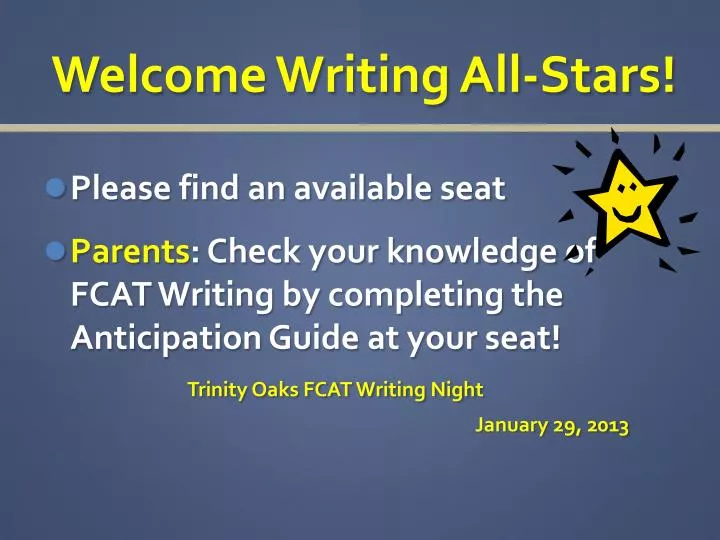 welcome writing all stars