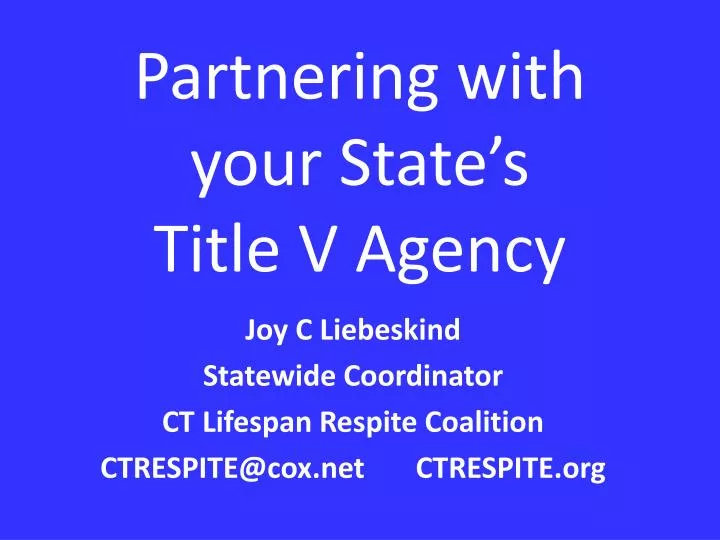partnering with your state s title v agency