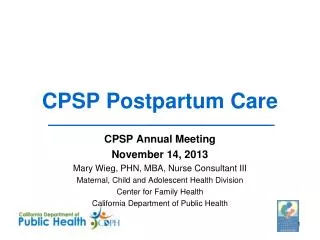 CPSP Postpartum Care