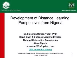 Development of Distance Learning: Perspectives from Nigeria