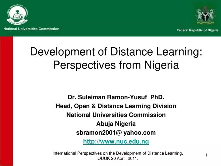 development of distance learning perspectives from nigeria
