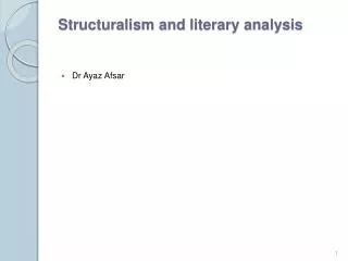Structuralism and literary analysis