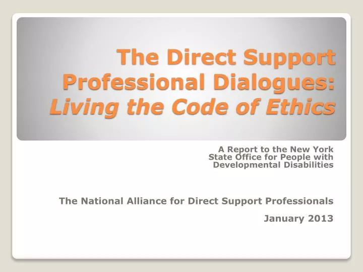 the direct support professional dialogues living the code of ethics