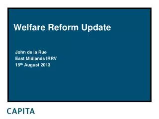 Welfare Reform Update