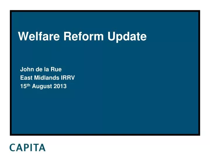 welfare reform update