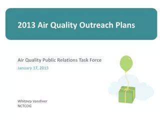 2013 Air Quality Outreach Plans