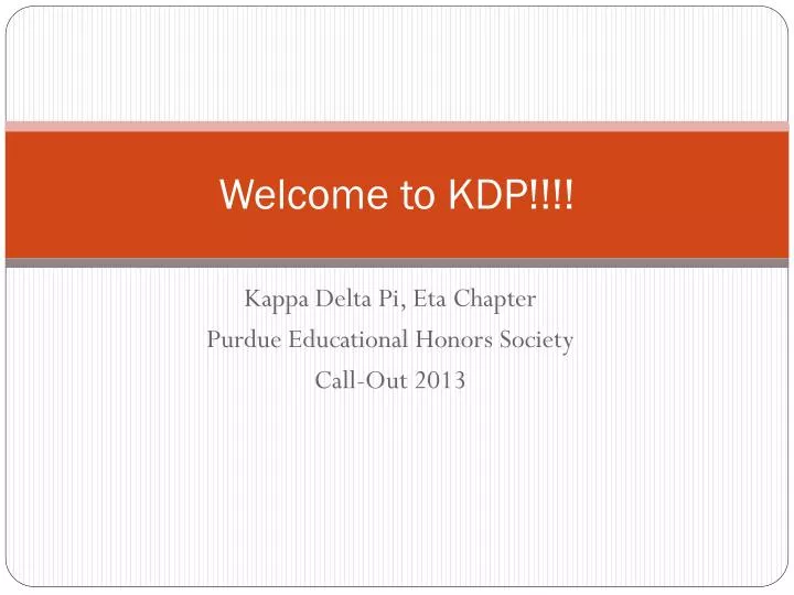 welcome to kdp