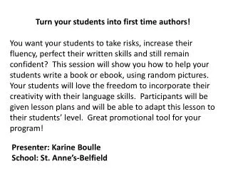 Turn your students into first time authors !