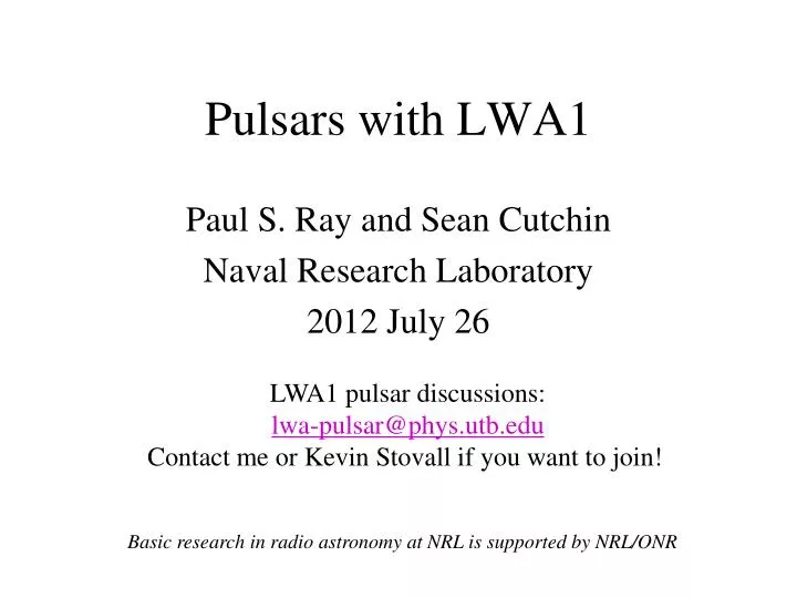 pulsars with lwa1