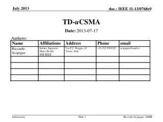 TD- u CSMA