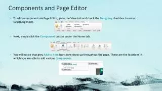 Components and Page Editor
