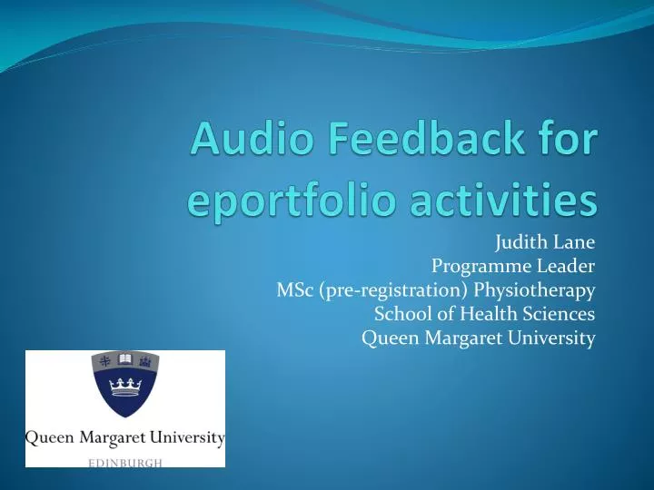 audio feedback for eportfolio activities