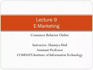 Lecture 9 E-Marketing
