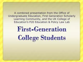 First-Generation College Students