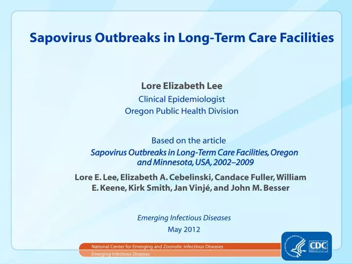 sapovirus outbreaks in long term care facilities