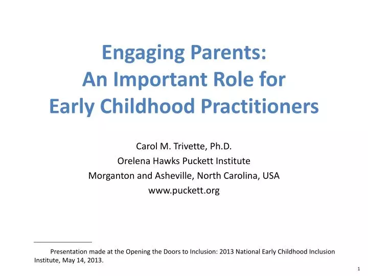engaging parents an important role for early childhood practitioners