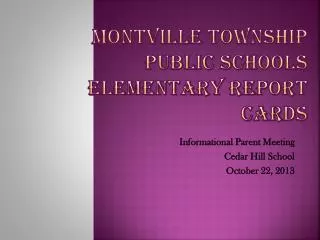Montville Township Public Schools Elementary Report Cards