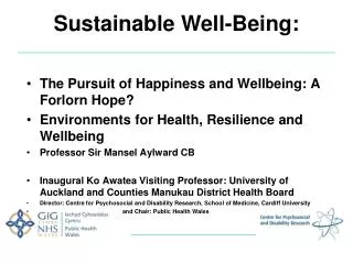 Sustainable Well-Being:
